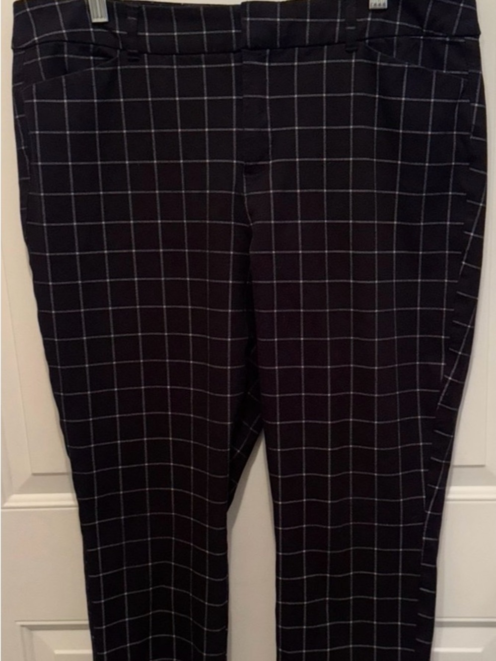 Women’s Black Windowpane Dress Pants - Slim Fit